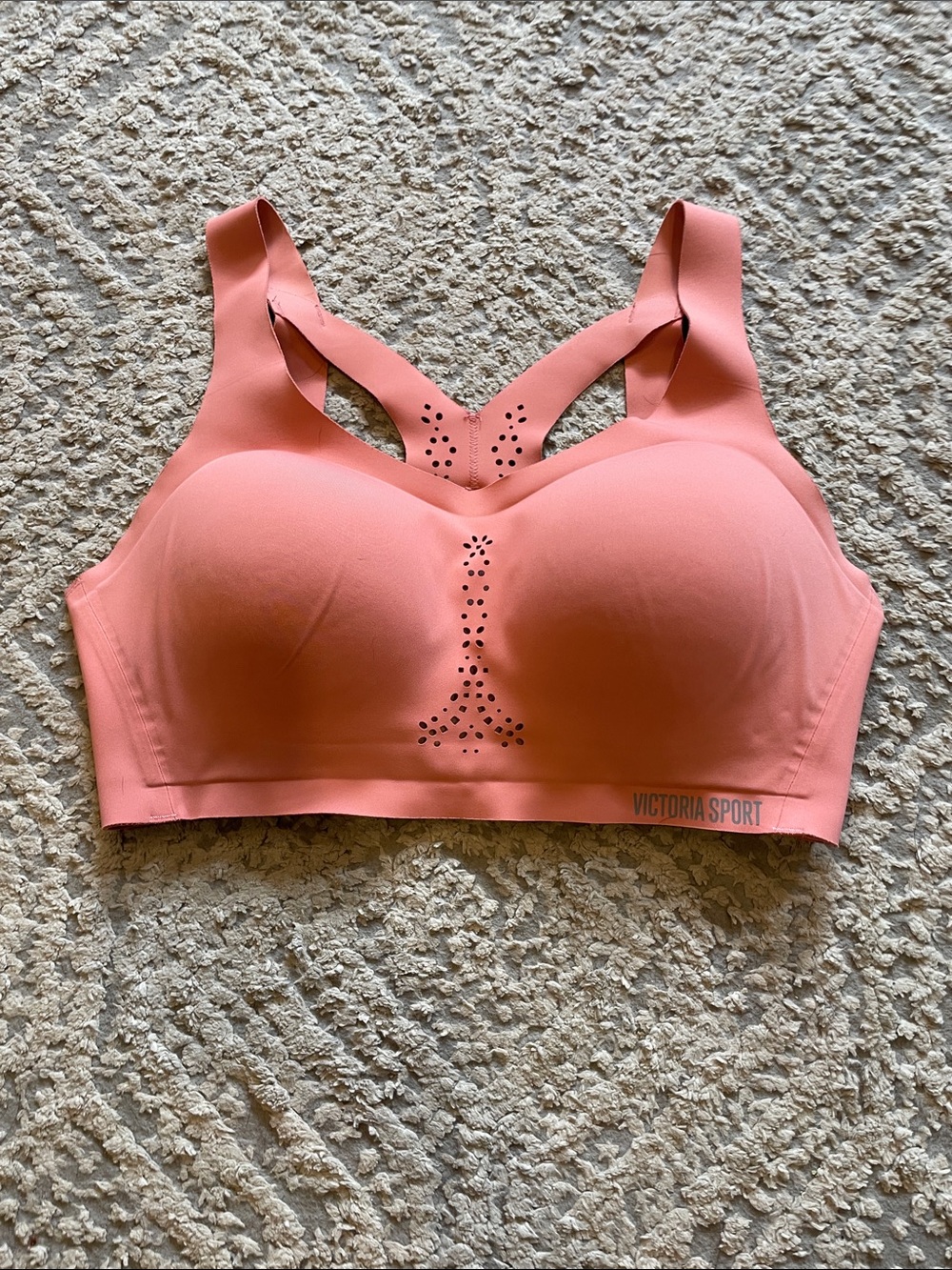 PINK Victoria's Secret Coral Racerback Perforated Sports Bra